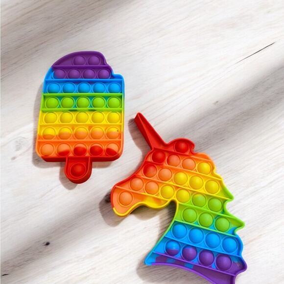 Lot of 2 Pop Toys Sensory Toys Bubble Pop- Ice Cream & Unicorn NEW - Picture 1 of 6
